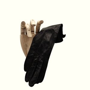 Vintage Black Kid Leather Gloves No Brand Size 6.5 Tags Still Attached